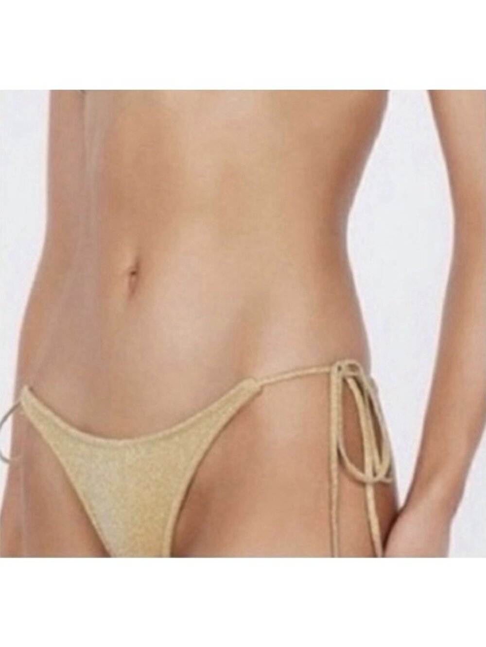 Triangl Vinca Gold Sparkle Side Tie Bikini Bottom Small
